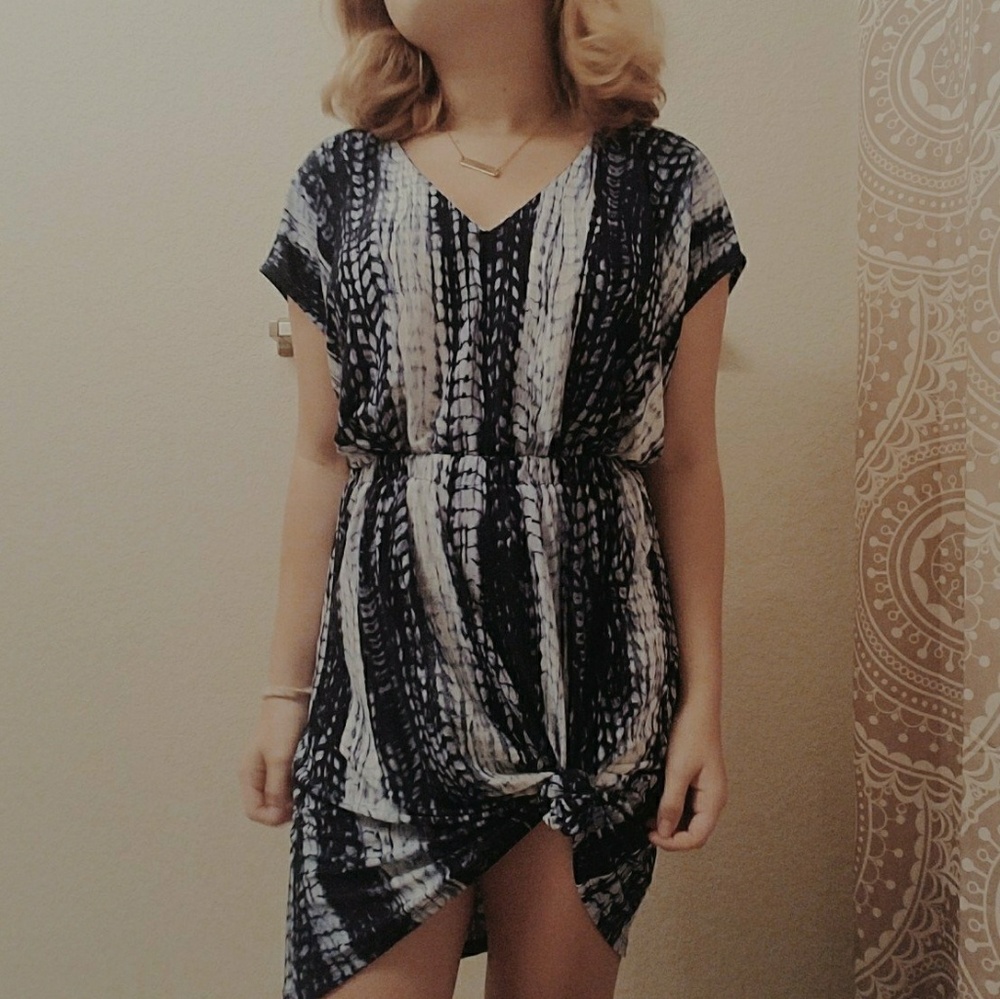 beachy blue and white dress